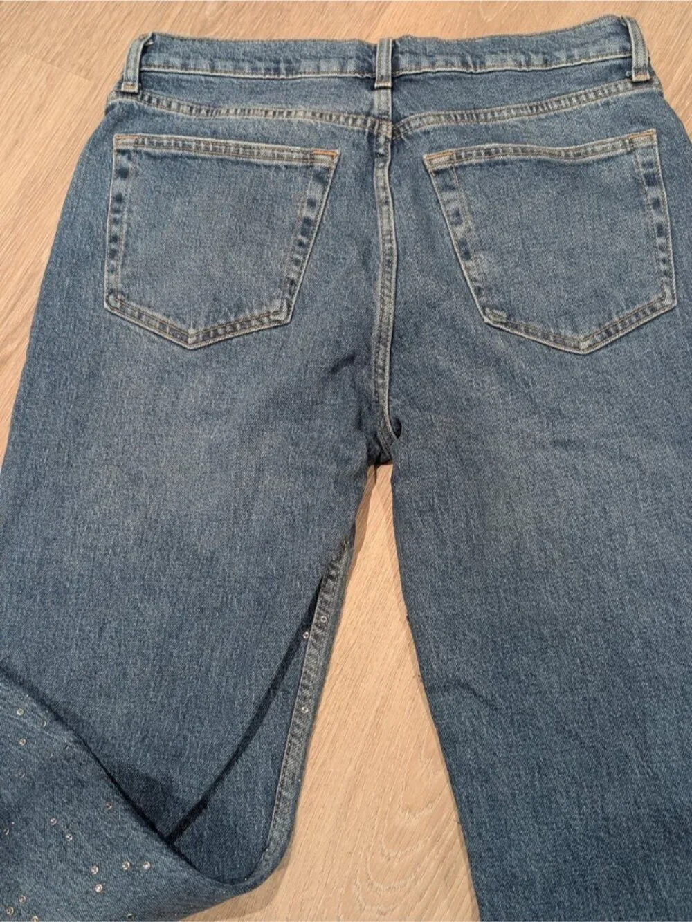 Zara Crystals & rhinestones  High-Rise Wide Leg Jeans with Sparkle - Picture 13 of 16